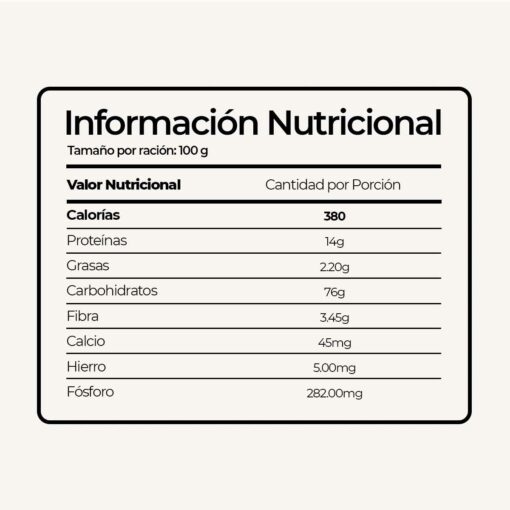 Harina de 7 semillas Información nutricional