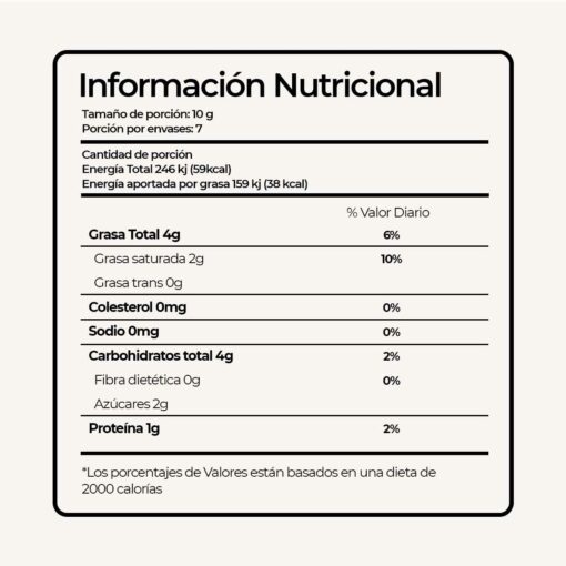 Informacion nutricional Chocolate con mango Mozakao
