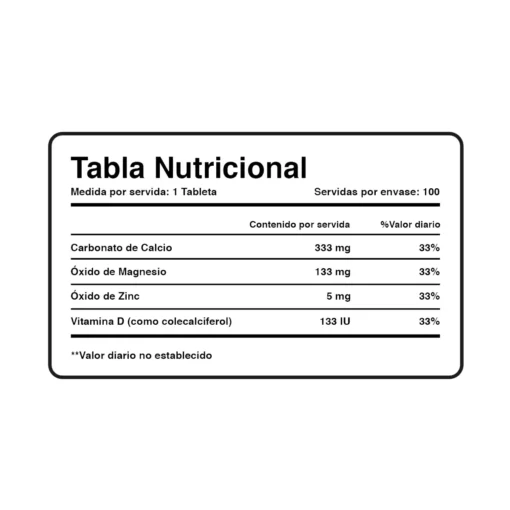 Calcio, Magnesio, Zinc y Vitamina D (100 Tabletas) - Imagen 3