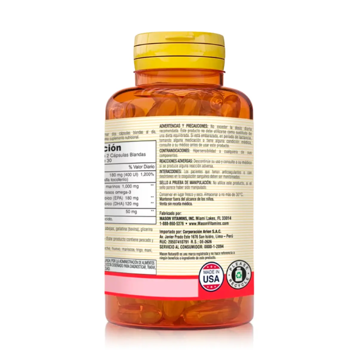 Coenzima Q10, Vitamina E & Omega 3 (60 Cápsulas Blandas)