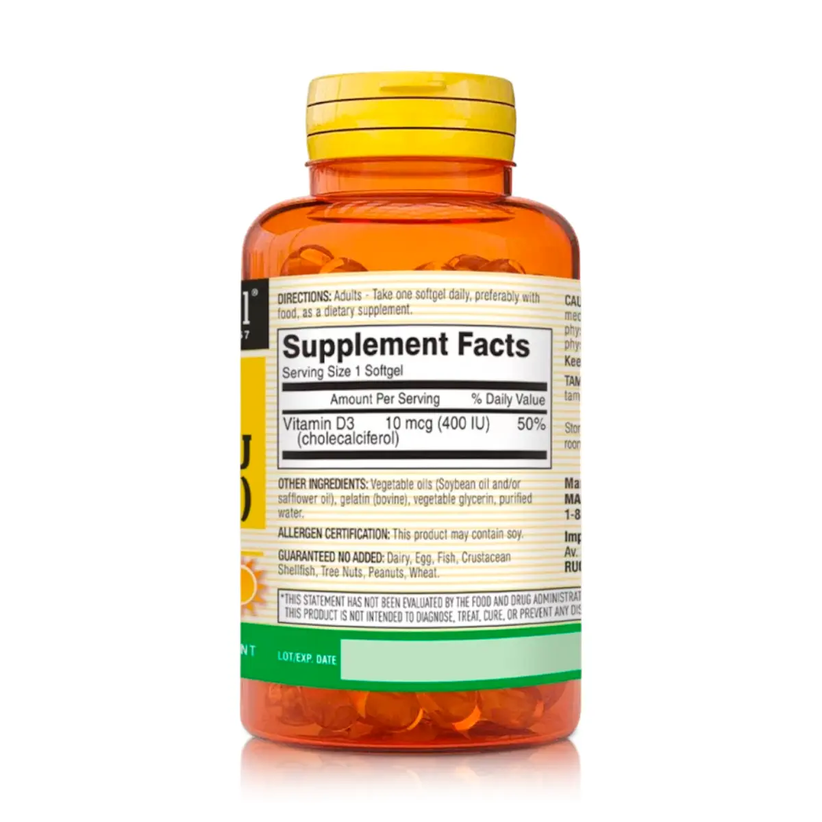 Vitamina D3 - 400 IU (100 Cápsulas Blandas)