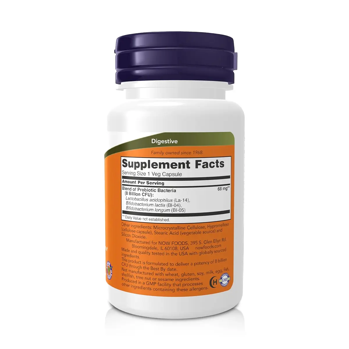 Probiótico 8 Billion Acidophilus & Bifidus (60 Cápsulas Veganas)