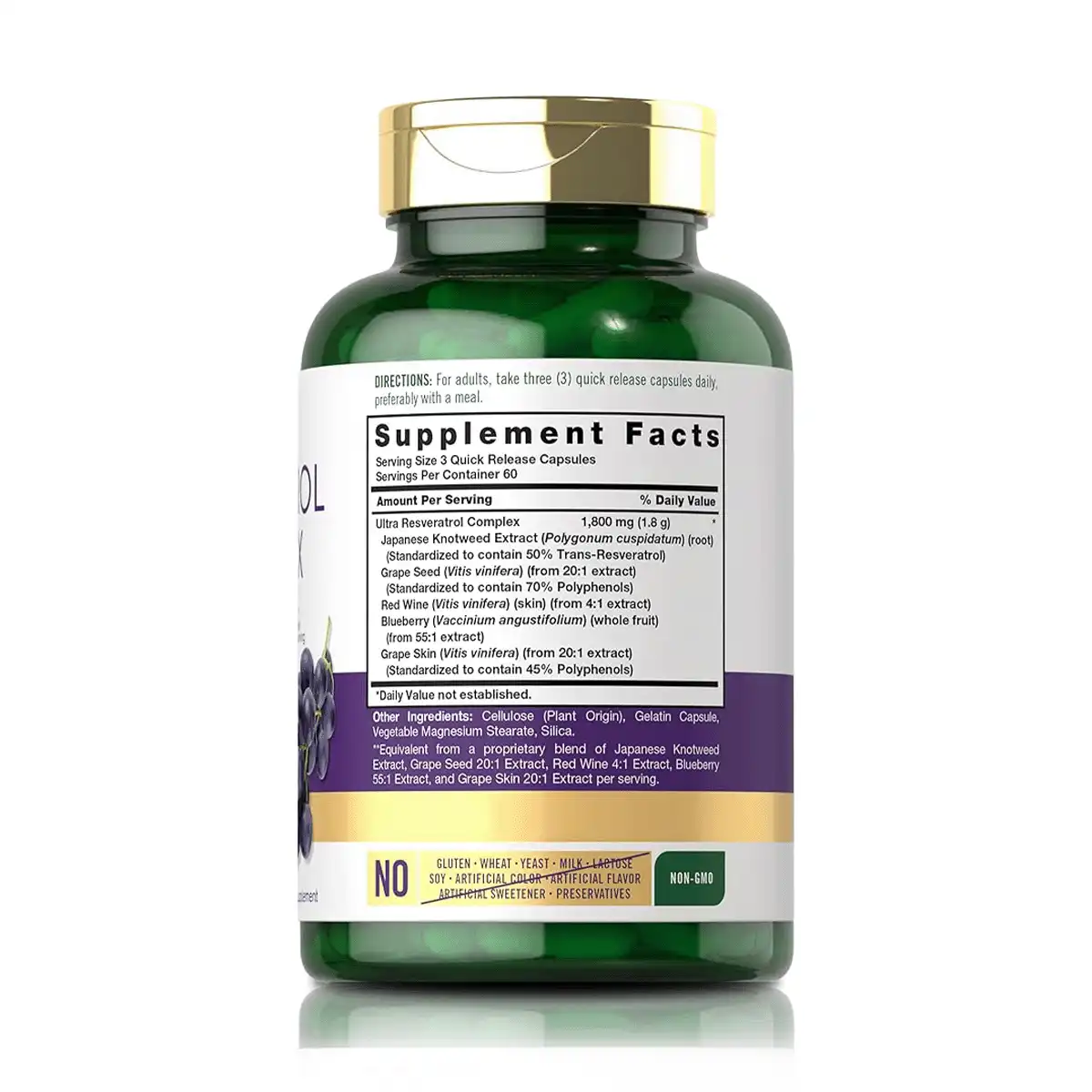 Resveratrol Complex 1800 mg (180 Cápsulas) - Carlyle 2