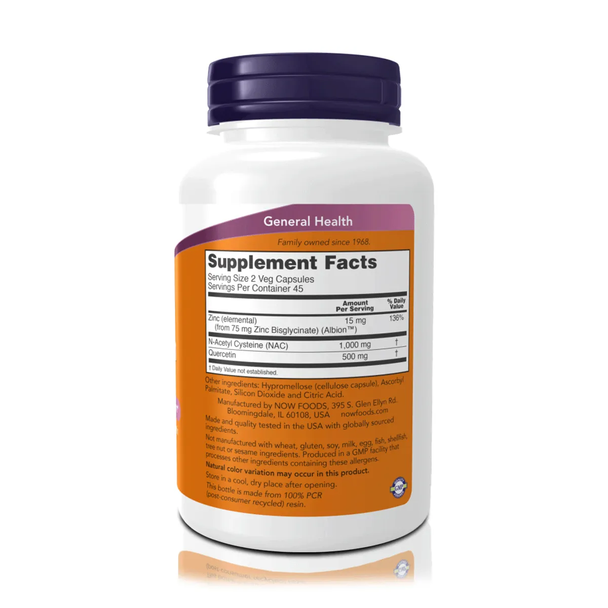 NAC, Quercetina y Zinc (90 Cápsulas Vegetales) - NOW Foods