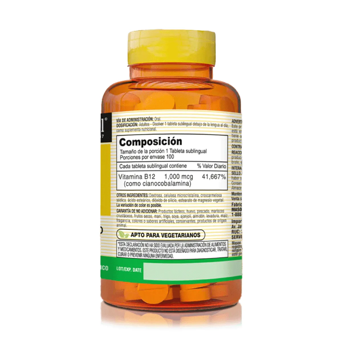 B-12 1000mcg (100 Tabletas Sublinguales) 1