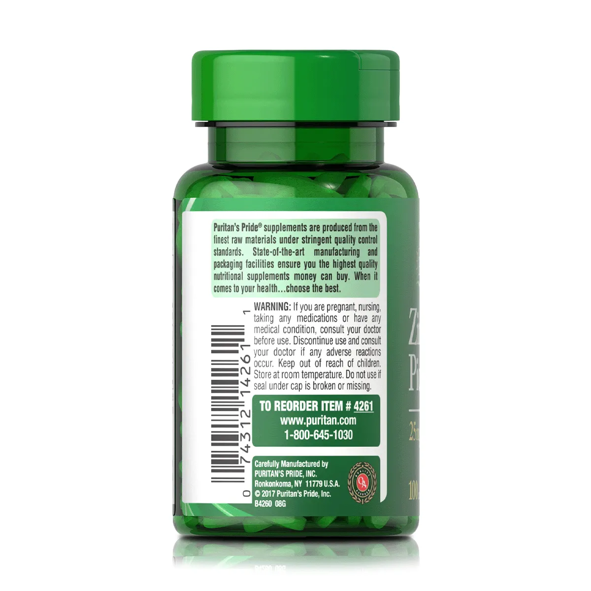 Zinc Picolinate 25 mg (100 Tabletas) - Puritan's Pride