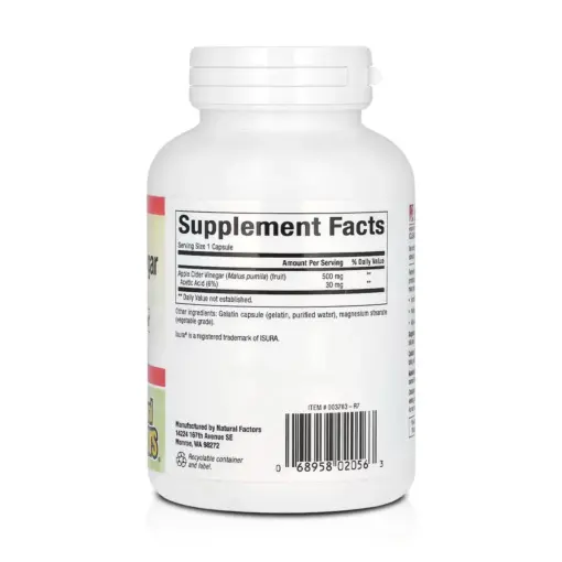 Vinagre de Manzana Fermentada 500 mg (180 Cápsulas) – Natural Factors