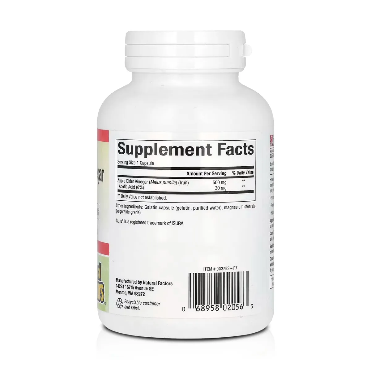 Vinagre de Manzana Fermentada 500 mg (180 Cápsulas) – Natural Factors