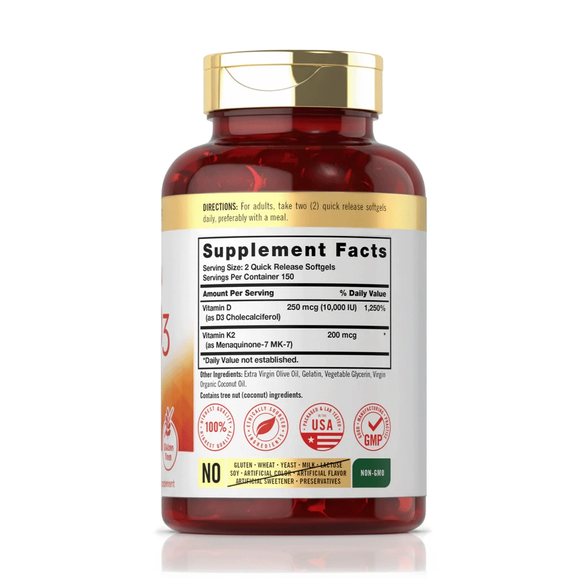 Vitamina K-2 con D-3 (300 Softgels) - Carlyle 2