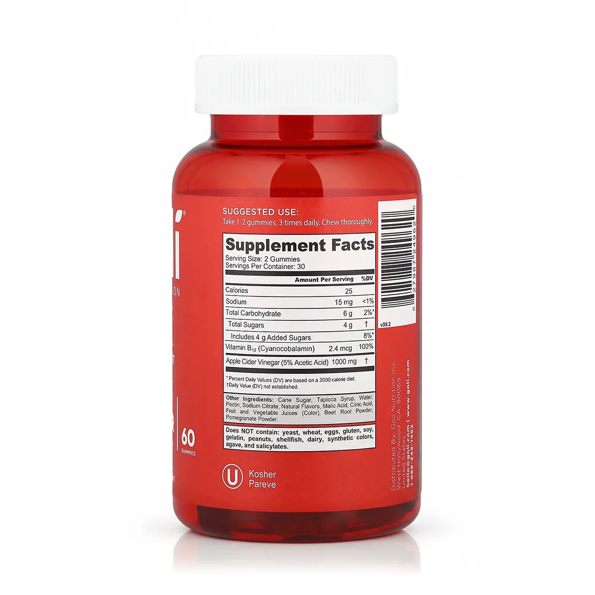 Vinagre de Manzana 1000 mg (60 Gomitas) - Goli Nutrition