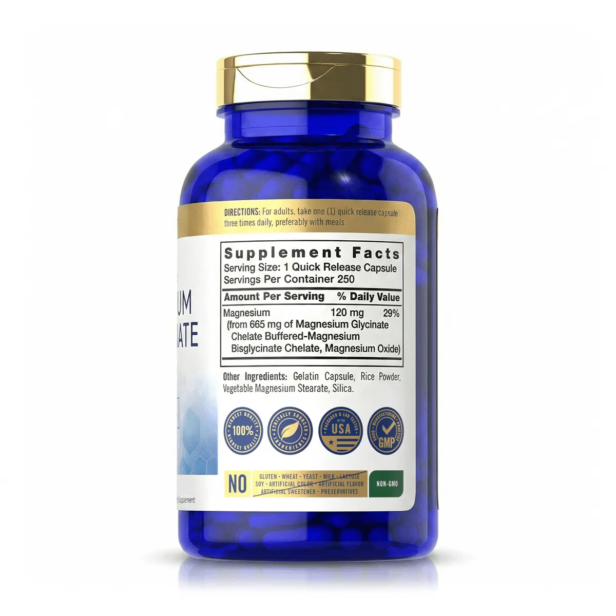 Bisglicinato de Magnesio 665 mg (250 Cápsulas) - Carlyle