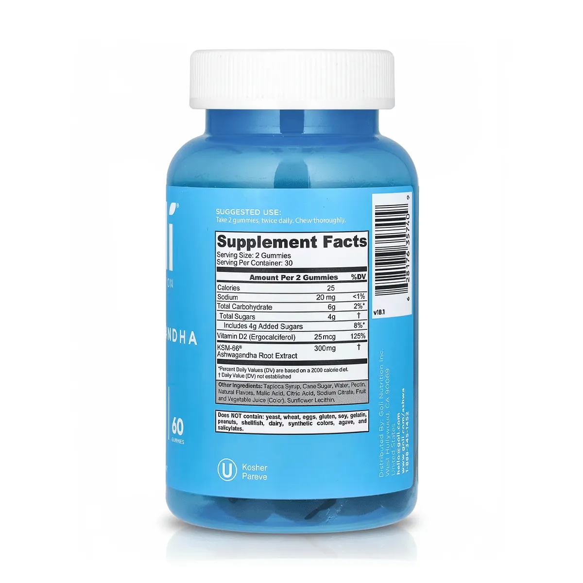 Ashwagandha KSM-66 300 mg (60 Gomitas) - Goli Nutrition