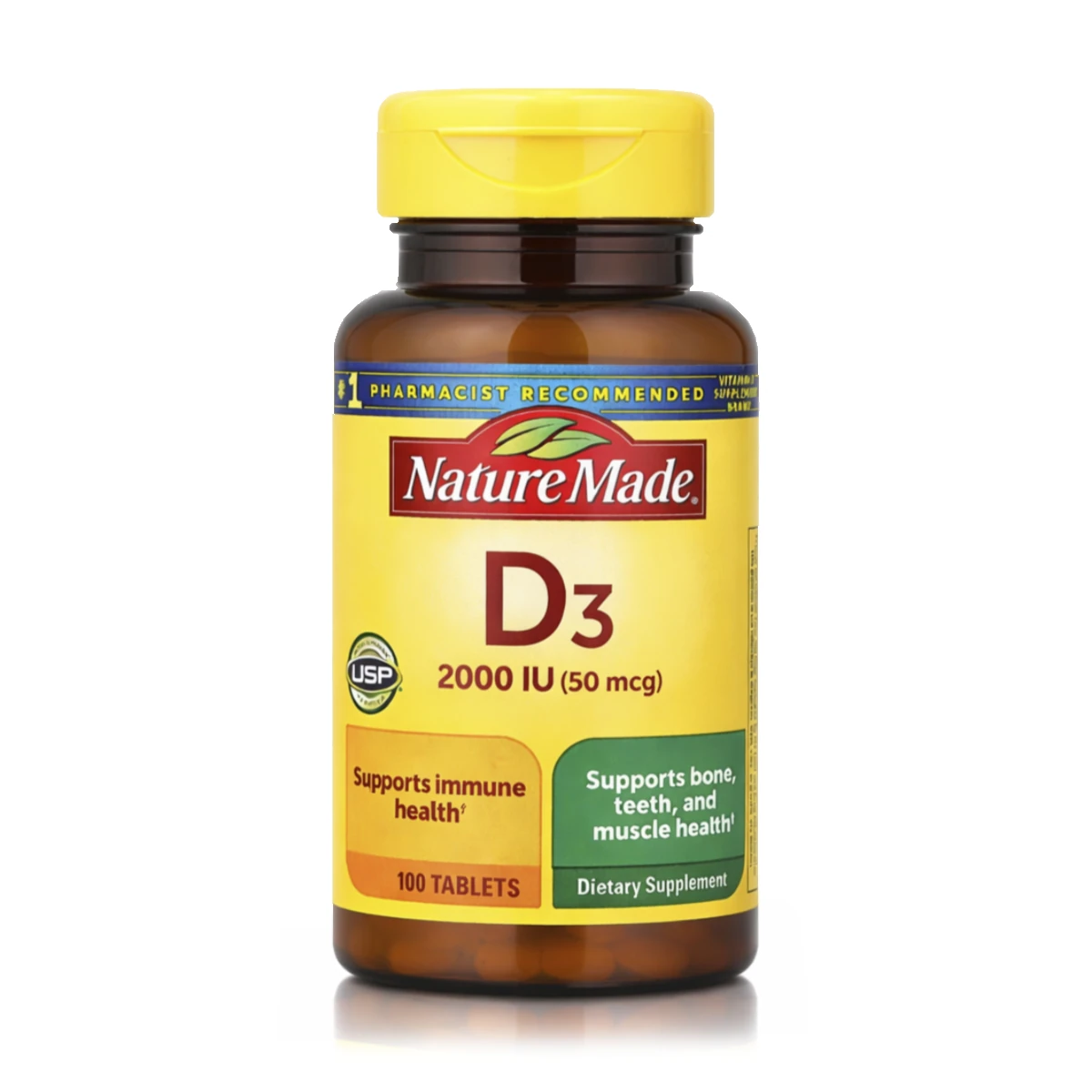 Vitamina D3 2000 IU (100 Tabletas) – Nature Made