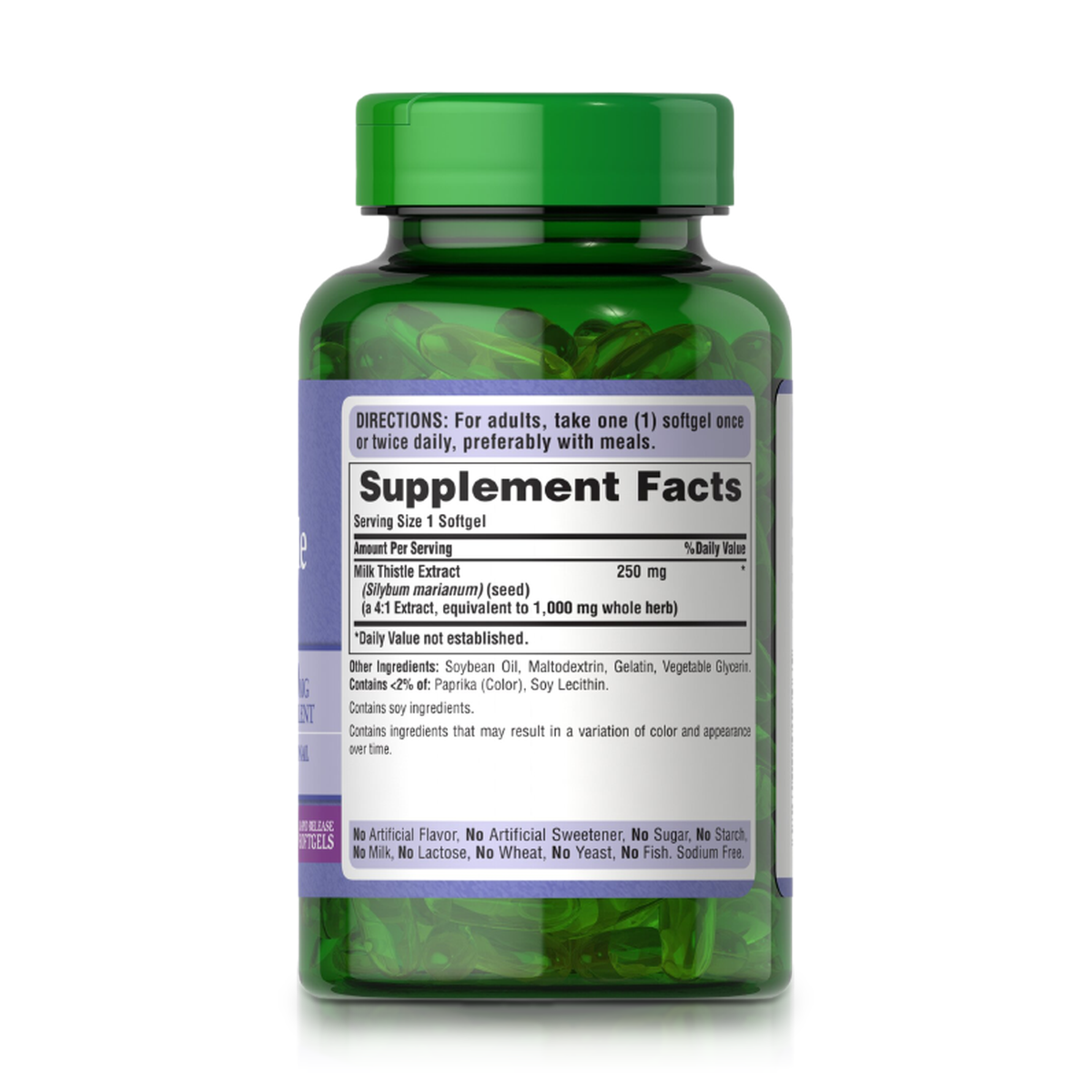 Milk Thistle Extract 250 mg (180 Softgels) - Puritan's Pride - Imagen 2