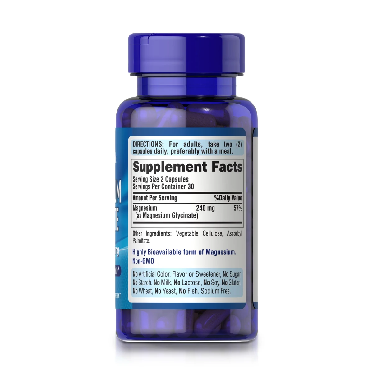 Glicinato de Magnesio 240 mg (60 Cápsulas) - Puritan's Pride - Imagen 2