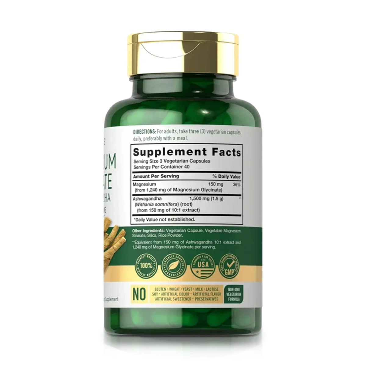 Glicinato de Magnesio 150 mg + Ashwagandha 1500 mg (120 Cápsulas) - Carlyle - Imagen 2