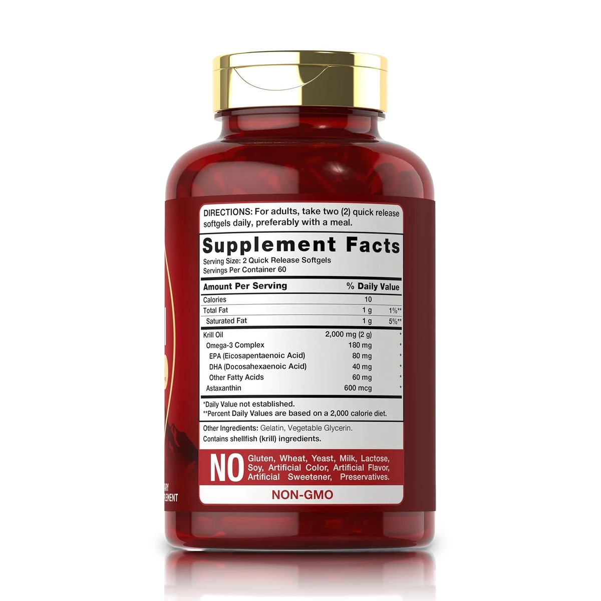 Antarctic Krill Oil 2000 mg + Astaxanthin 600 mcg (120 Softgels) - Carlyle
