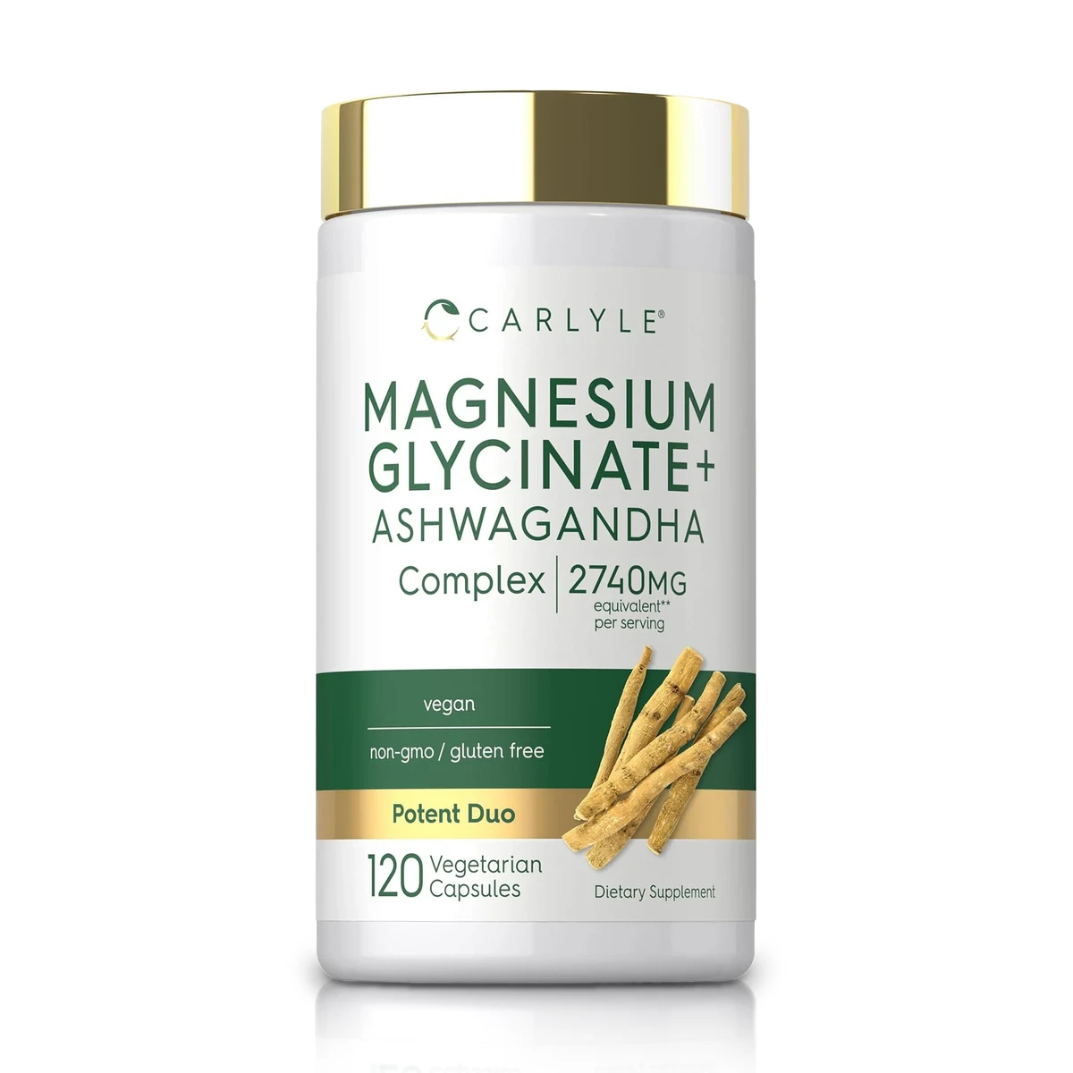 Glicinato de Magnesio 150 mg + Ashwagandha 1500 mg (120 Cápsulas) - Carlyle