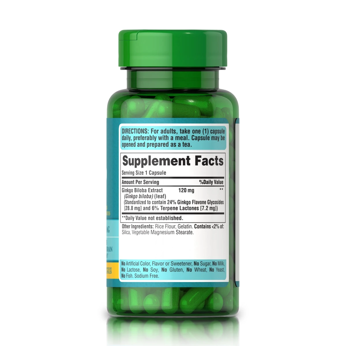 Ginkgo Biloba Extracto Estandarizado 120 mg (100 Cápsulas) - Puritan's Pride