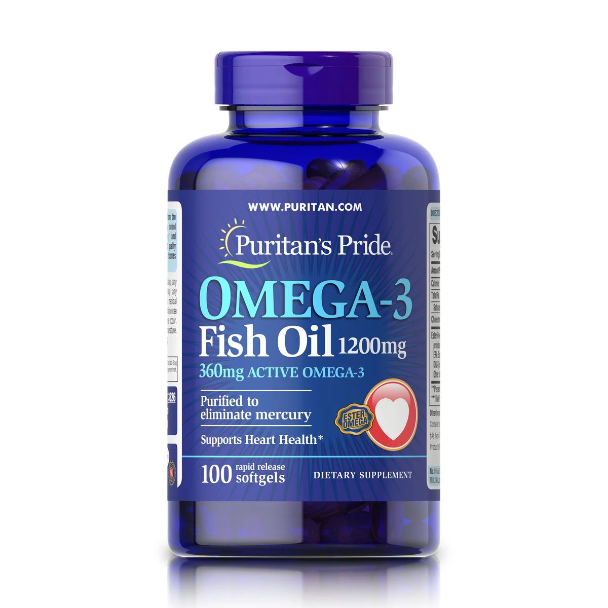 Omega-3 Fish Oil 1200 mg (100 Softgels) - Puritan's Pride
