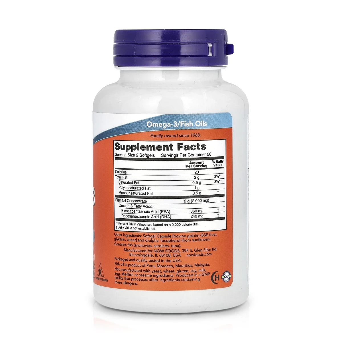 Omega-3 Fish Oil 1000 mg (100 Softgels) - NOW Foods